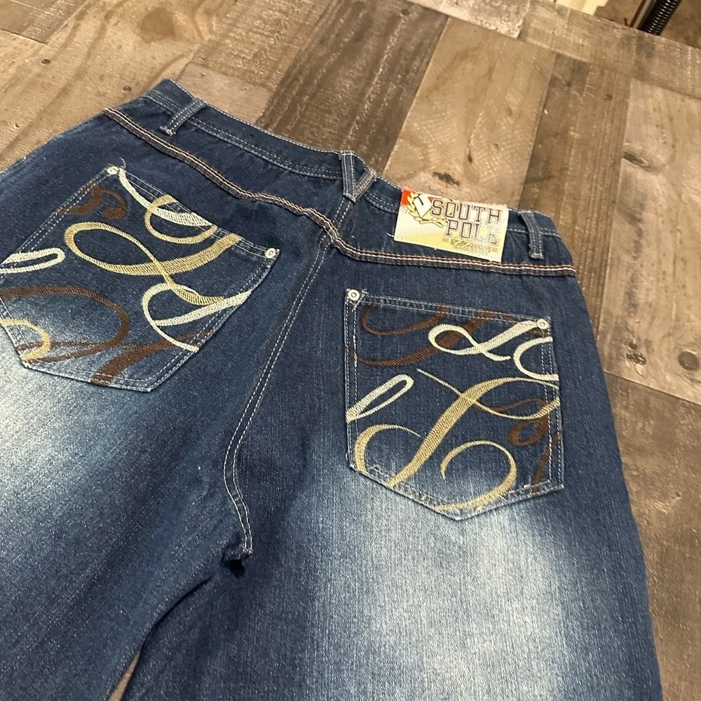 Vintage Southpole Shorts Mens 34 Blue Denim Jean Baggy Embroidered Skate Y2K 90